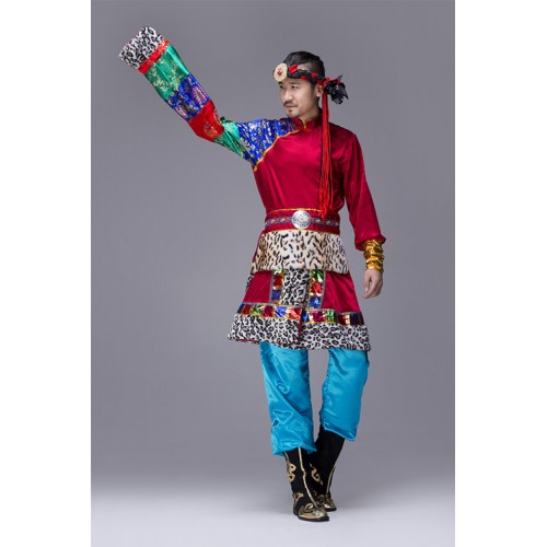 men's Mongolian dance costumes chinese folk dance stage performance robes dresses